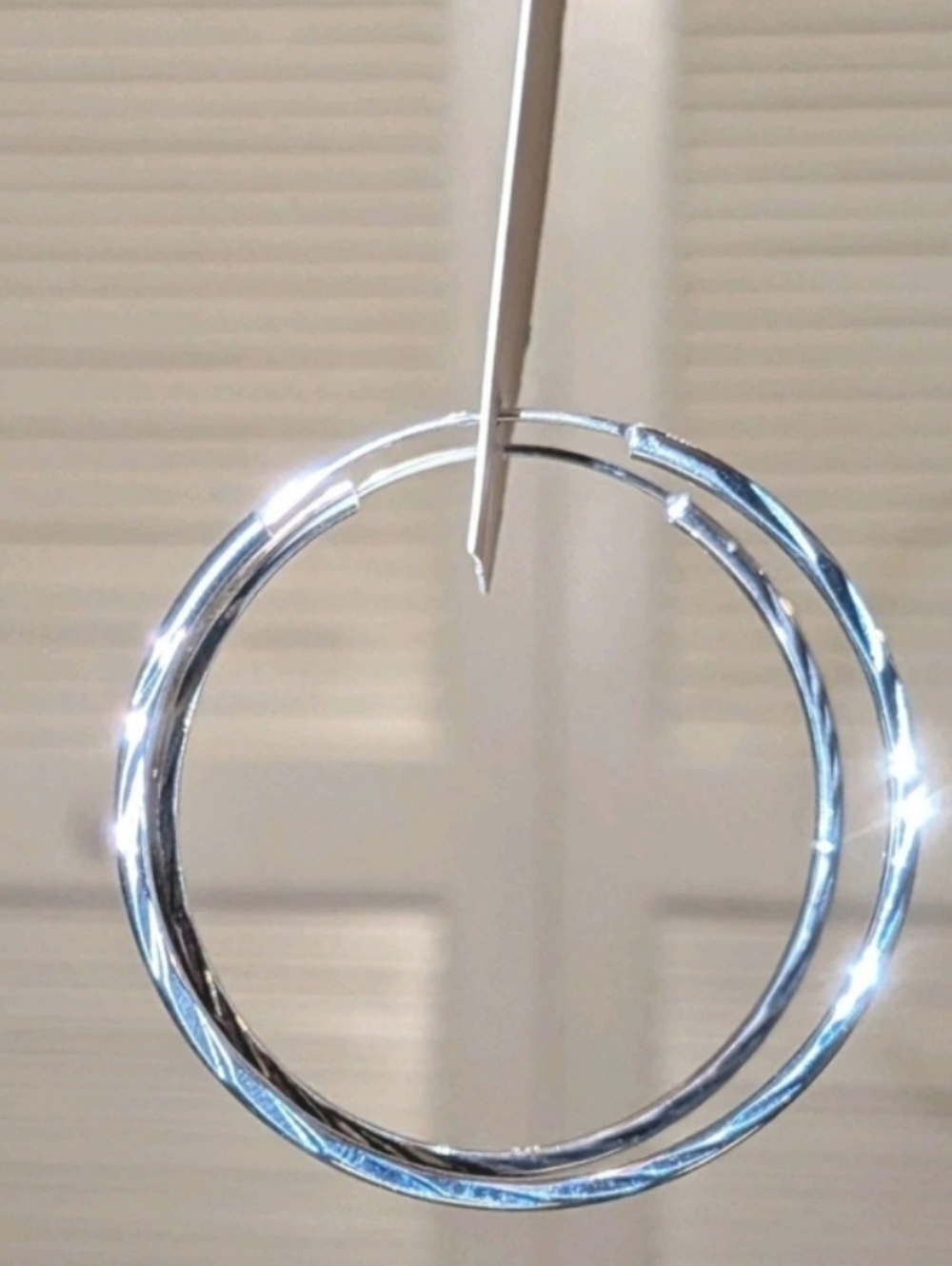 Ladies Shiny 925 Sterling Silver Double Hoop Earring
